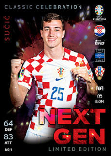 Luka Sucic Croatia Topps Match Attax EURO 2024 Next Gen Limited Edition #NGLE1